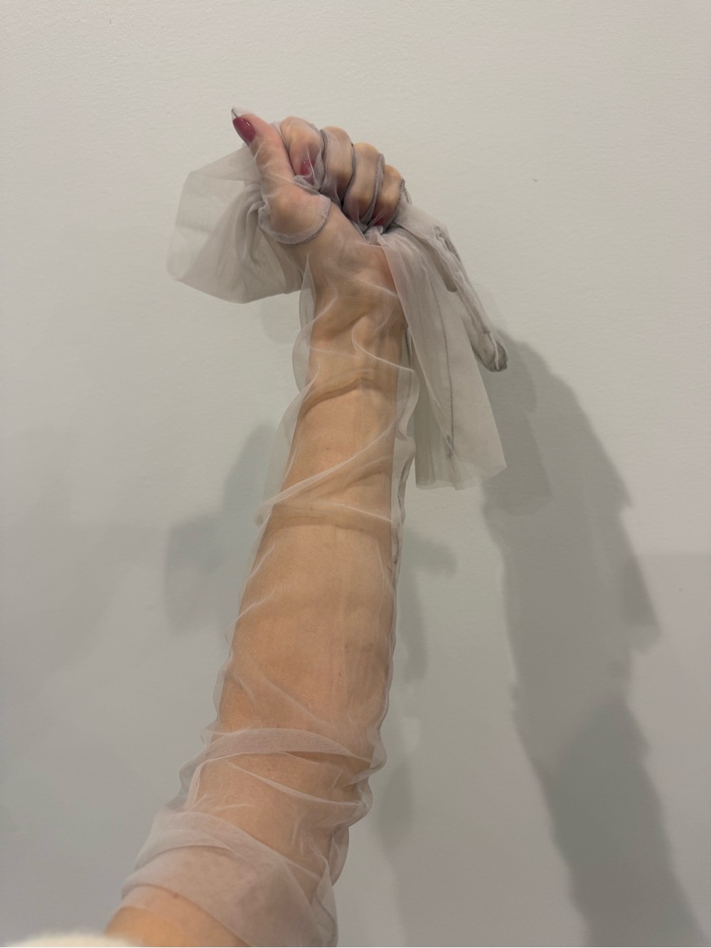 Sheer Long Gloves in Rich Light Gray Taupe - Picture 5 of 14